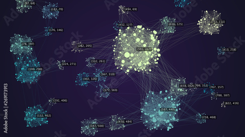 Vector abstract big data visualization. Visual information complexity. Information clustering representation.