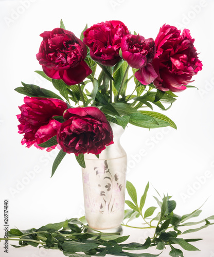 Wallpaper Mural Artistic still life with red peonies in vase Torontodigital.ca