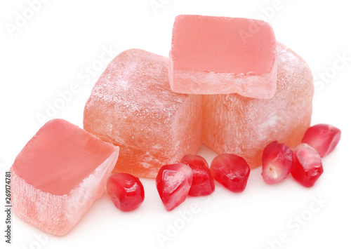 Popular Turkish delight of pomegranate flavor