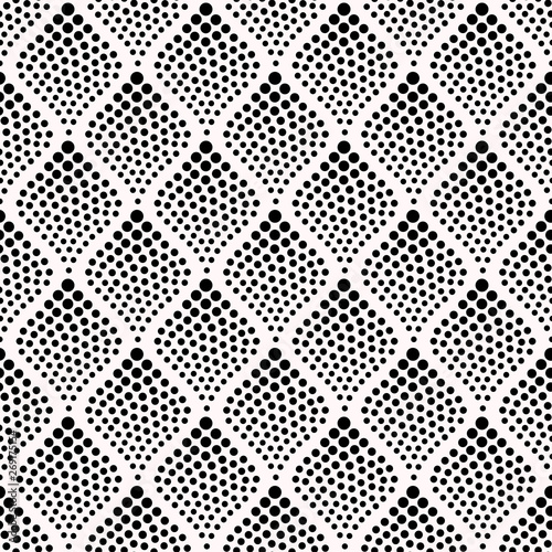 Geometric ornament dotted pattern. Seamless vector background. Abstract texture for wallpapers. Repeating geometric elements. Black and white colors 
