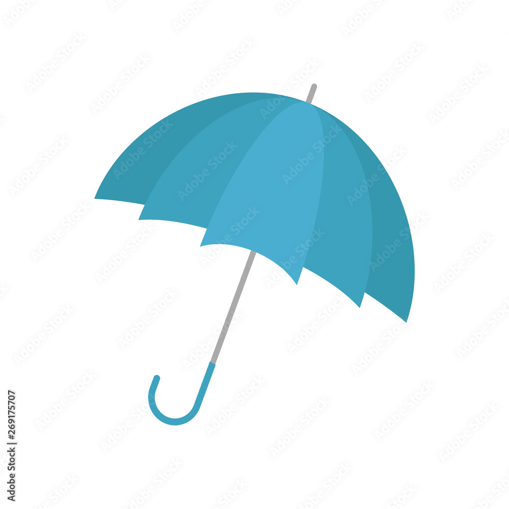 Umbrella. Blue umbrella icon. Accessory. Open umbrella. Vector illustration. Umbrella on white background. EPS 10.