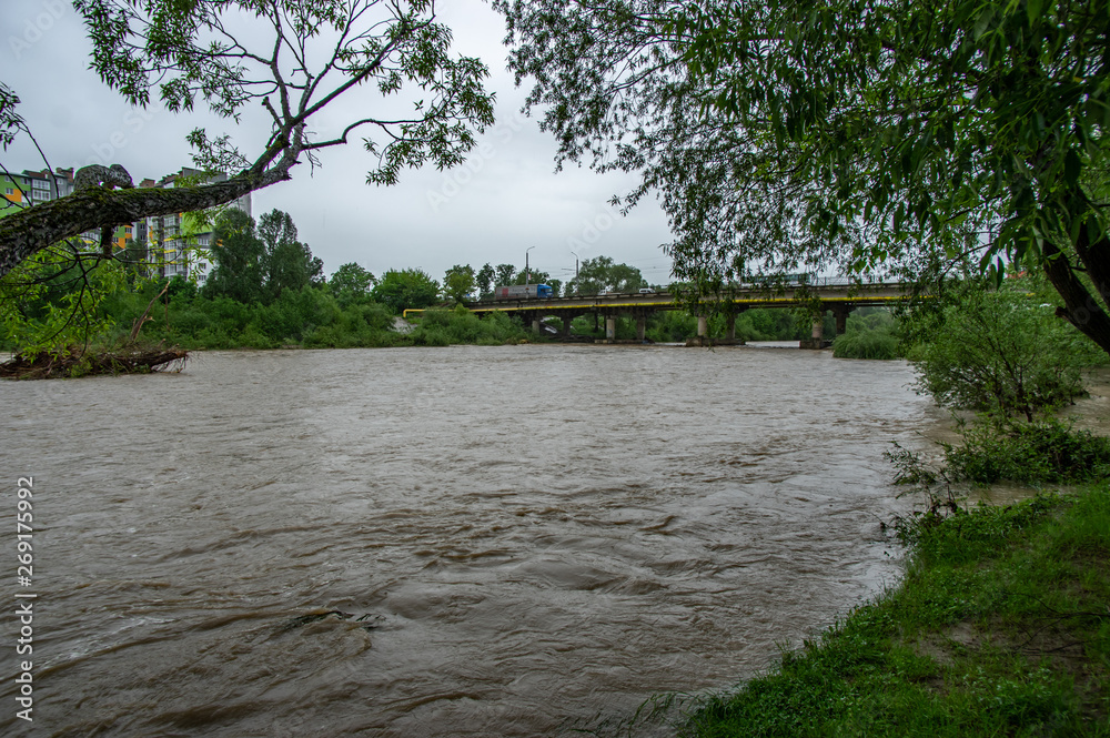 Spring flood on the river