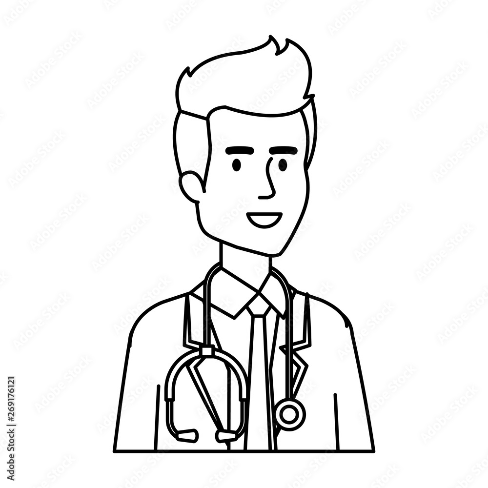 professional doctor with stethoscope avatar character