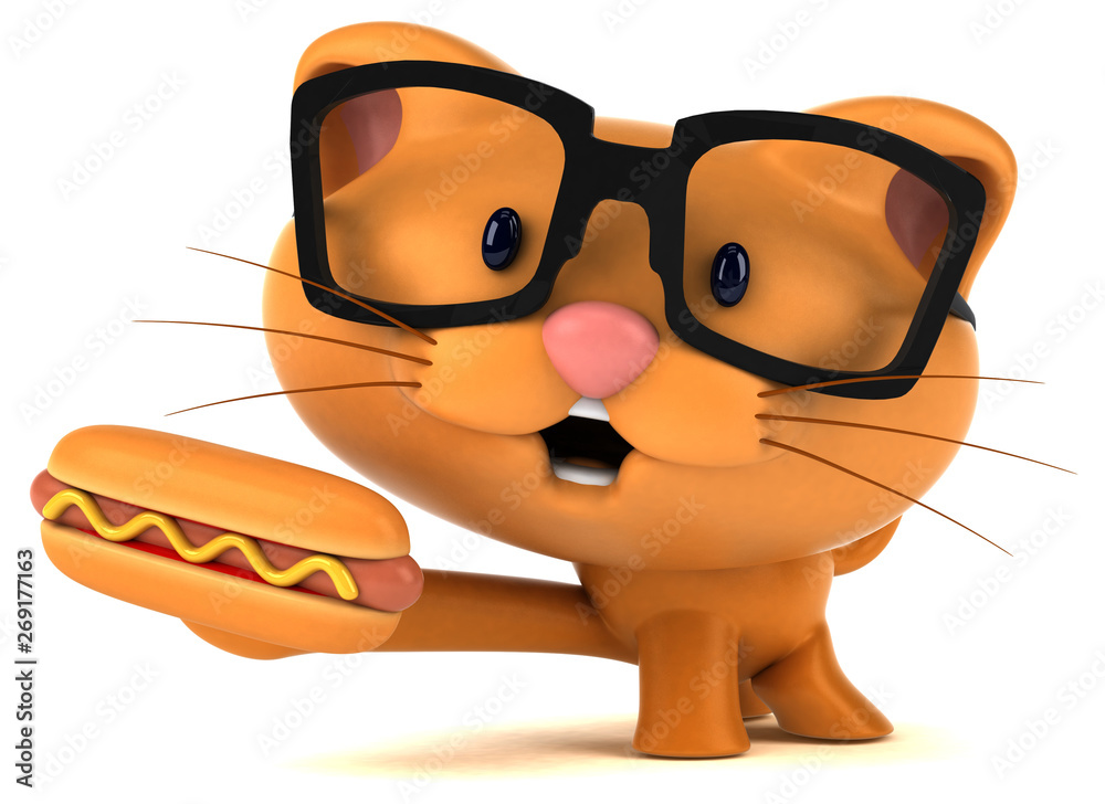 Naklejka premium Fun cat - 3D Illustration
