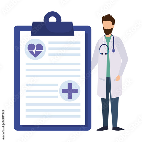 doctor with stethoscope and order photo