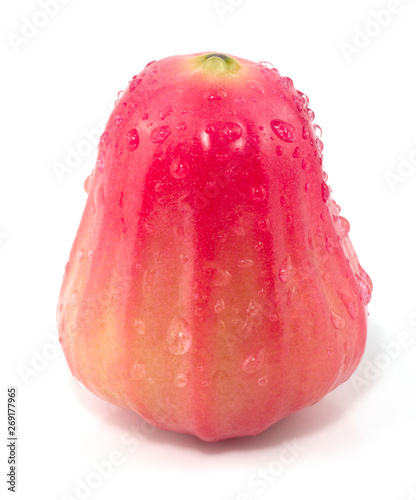Rose apples or chomphu with leaves isolated on the white background