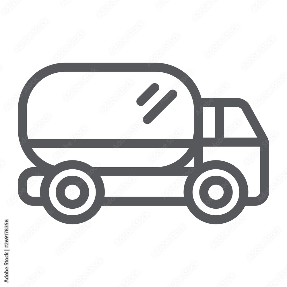 Truck line icon, transport and automobile, van sign, vector graphics, a linear pattern on a white background.