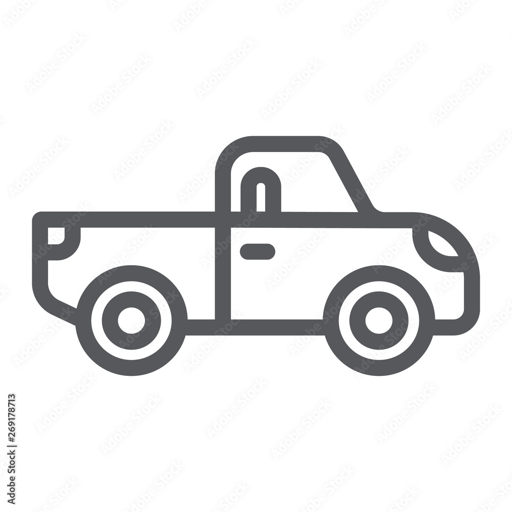 Pickup line icon, transport and automobile, truck sign, vector graphics, a linear pattern on a white background. Pickup line icon, transport and automobile, truck sign, vector graphics, a linear pattern on a white background.