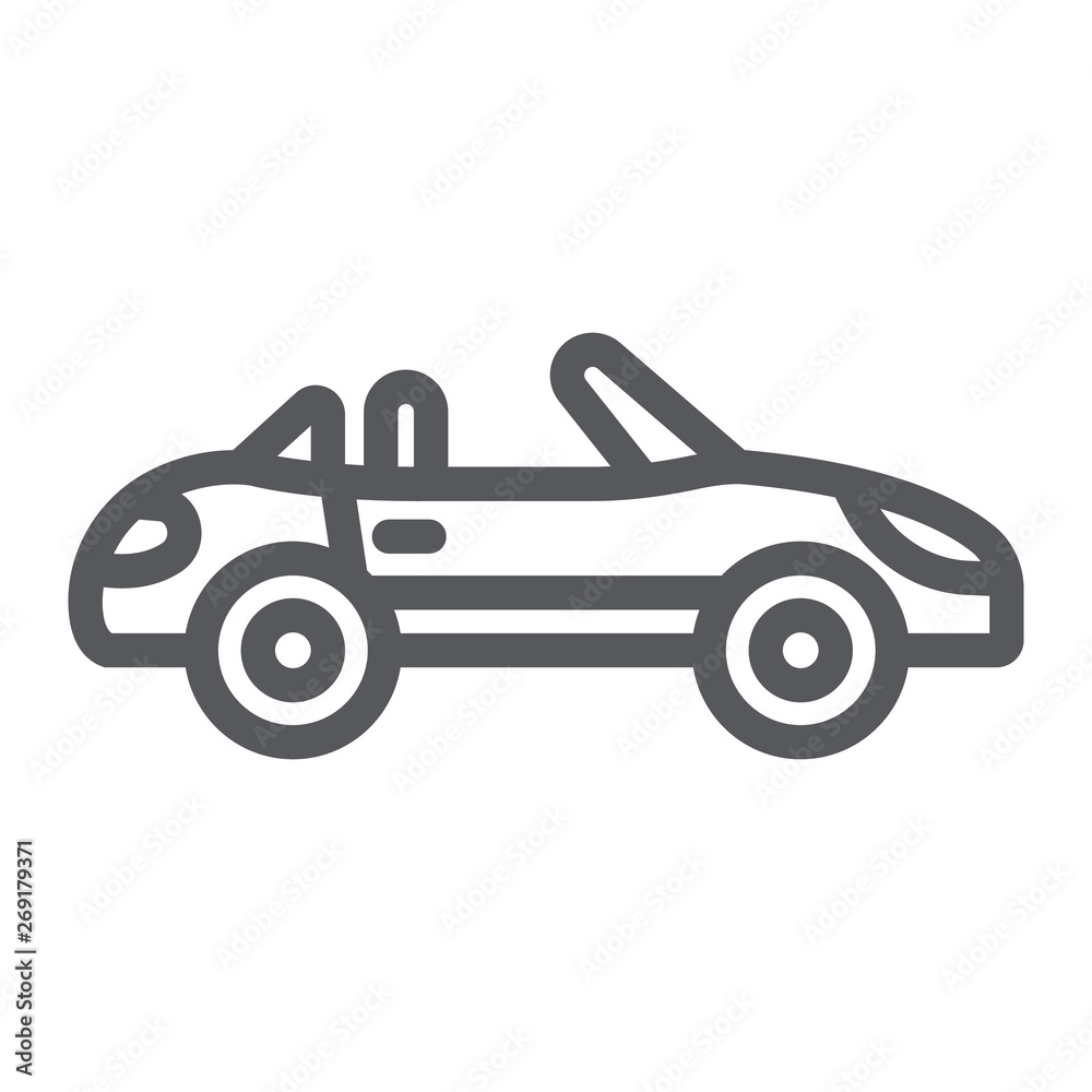 Cabriolet line icon, transport and drive, automobile sign, vector graphics, a linear pattern on a white background.