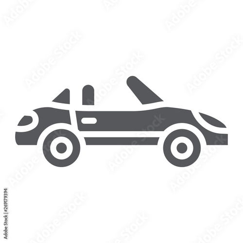 Cabriolet glyph icon, transport and drive, automobile sign, vector graphics, a solid pattern on a white background.