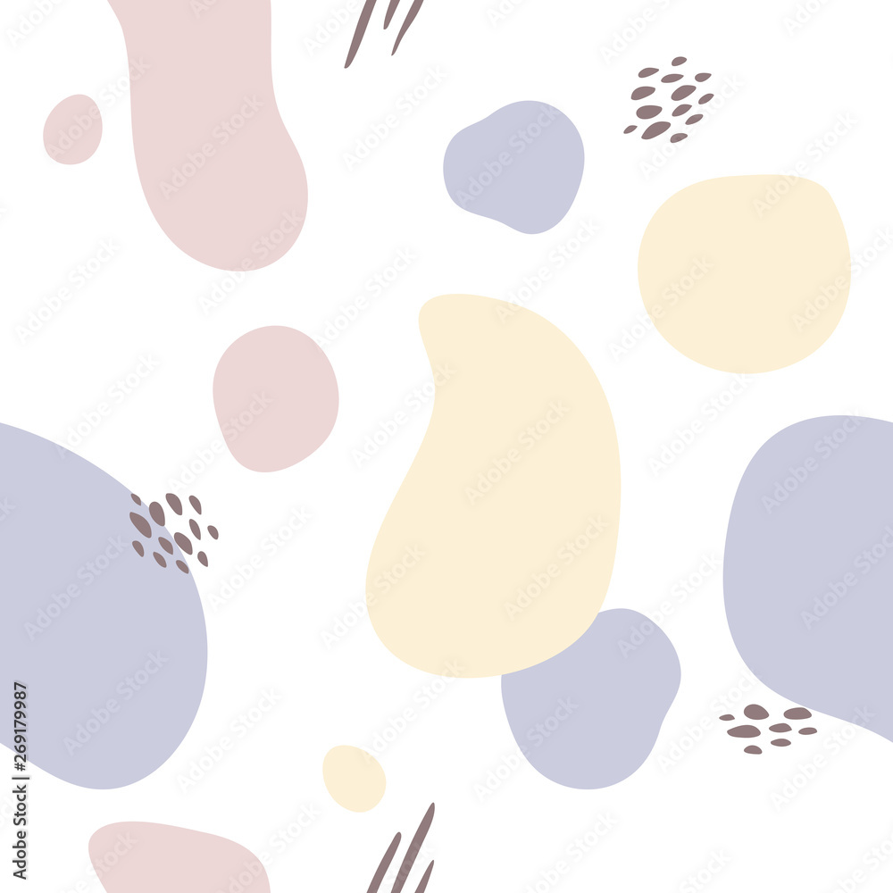 Modern seamless background. Yellow, purple and pink circle. Abstract seamless pattern for card, invitation, poster, diary, album, sketch book cover, textile fabric, garment etc