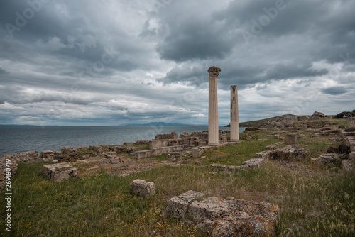 the roman ruins of Tharros in front of the mediterranean sea, Sardinia, Italy 