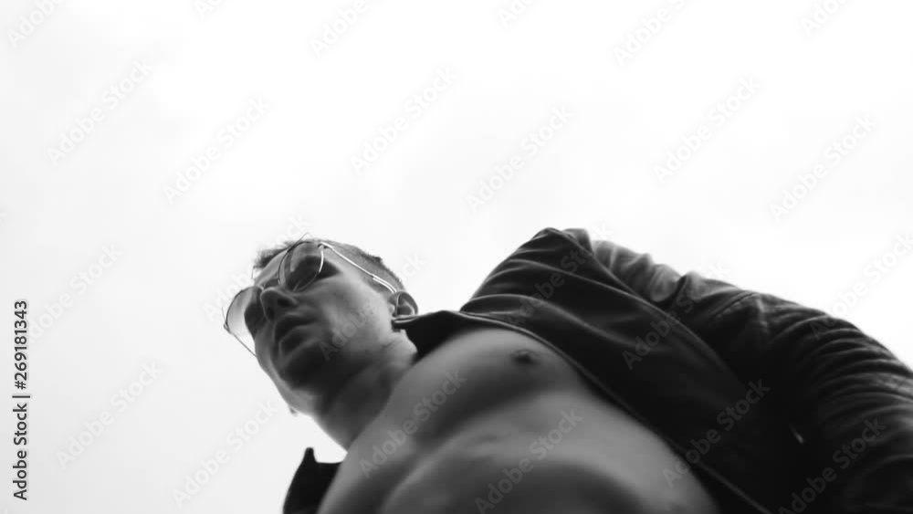Sexy man dance in sunglasses Sexy man dance in sunglasses