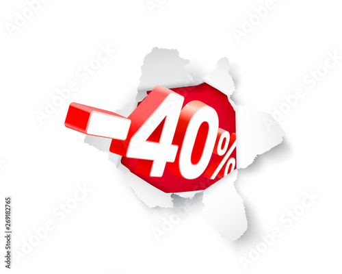 Paper explosion banner 40 off with share discount percentage.