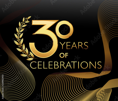 Gold plated typography design on black background 