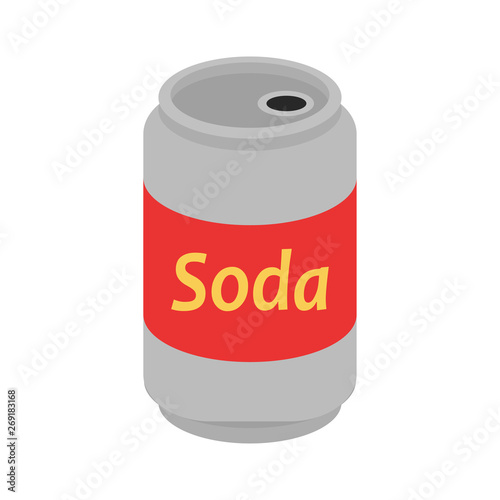 Soda. Metal can of soda pop. White background. Vector illustration. EPS 10.