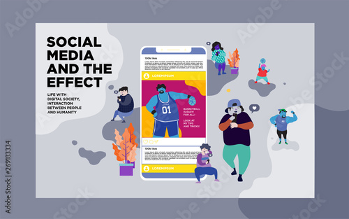 social media marketing vector concept illustration, happy woman and men give like comment on Instagram, can use for, landing page, template, ui, web, homepage, poster, banner, flyer, infographic