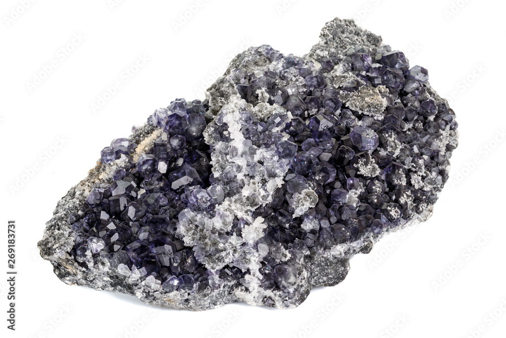 macro mineral fluorite stone on white background macro mineral fluorite stone on white background