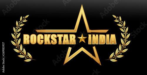 Gold plated typography design on black background 