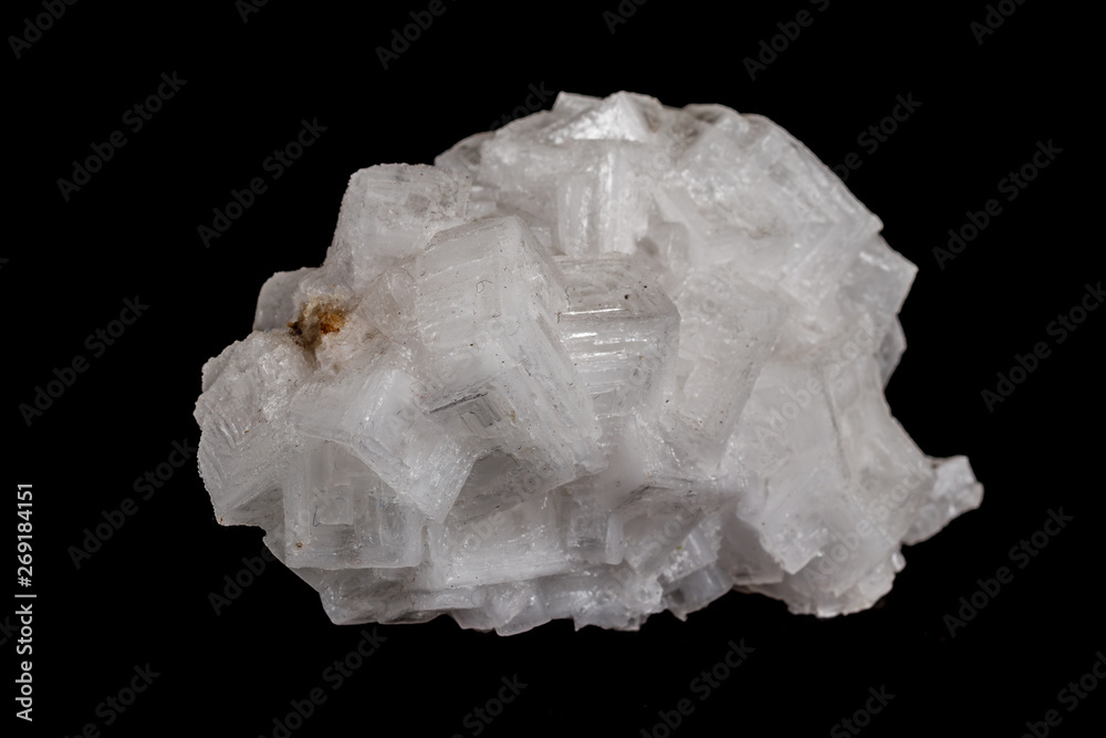 macro mineral fluorite stone on black background