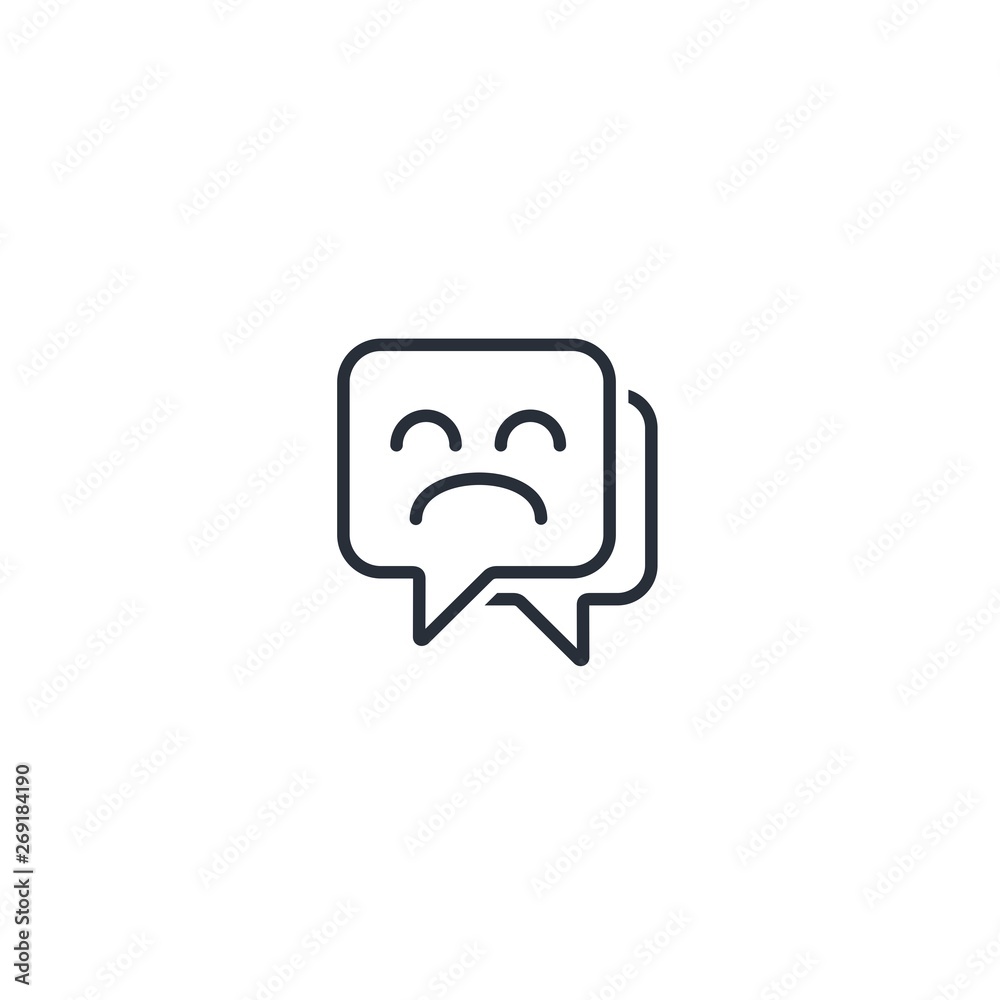 Feedback. Comment. Sorrow. Discontent. Negative emotion .  Activity in social networks. Linear vector icon.