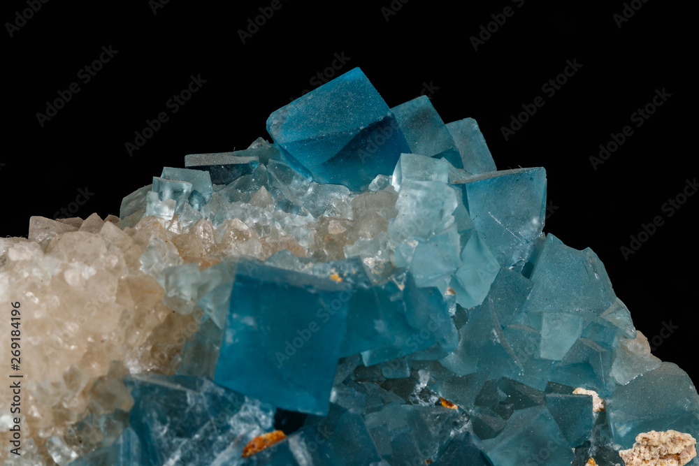 macro mineral fluorite stone on black background macro mineral fluorite stone on black background