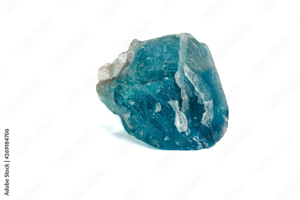 Macro stone Fluorite mineral on white background Macro stone Fluorite mineral on white background