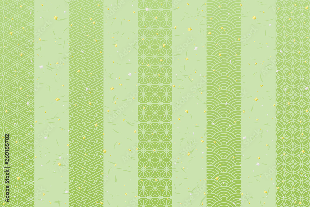抹茶 新茶 緑背景 伝統文様入り Stock Vector Adobe Stock