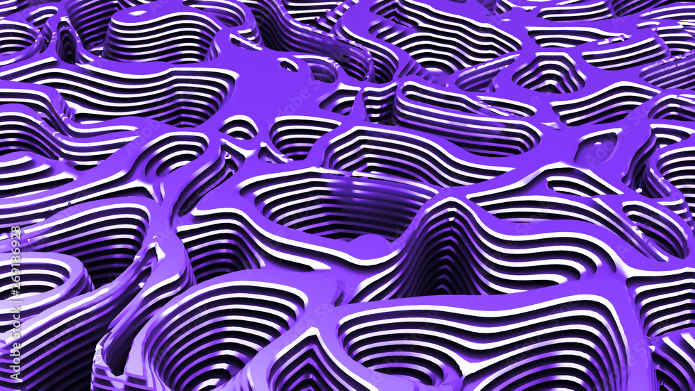 Technology line smooth relief background. 3d illustration, 3d rendering.