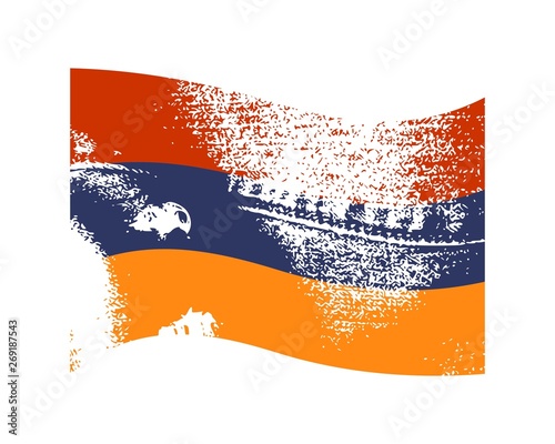 Armenia flag waved design concept. Flags collection textured in grunge style. Image relative to travel and politic themes. Rough jeans texture