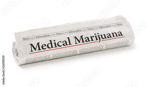 Rolled newspaper with the headline Medical marijuana