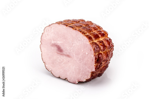 Pork ham. Cold meat on a white background.