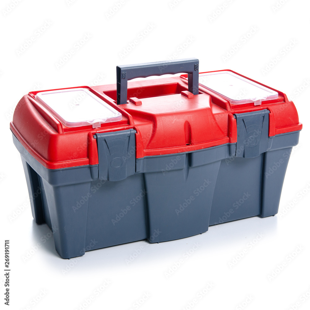 Construction tool box on white background. Isolation Construction tool box on white background. Isolation