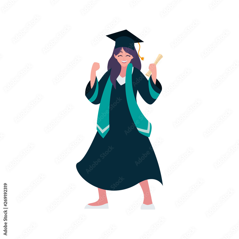 beautiful woman student graduated celebrating beautiful woman student graduated celebrating