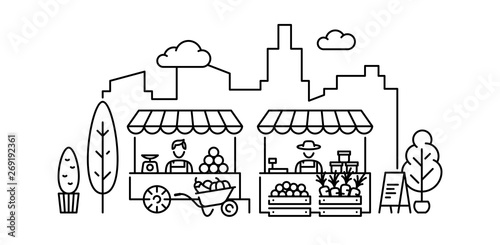 Vector Farmers Market Stall Illustration
