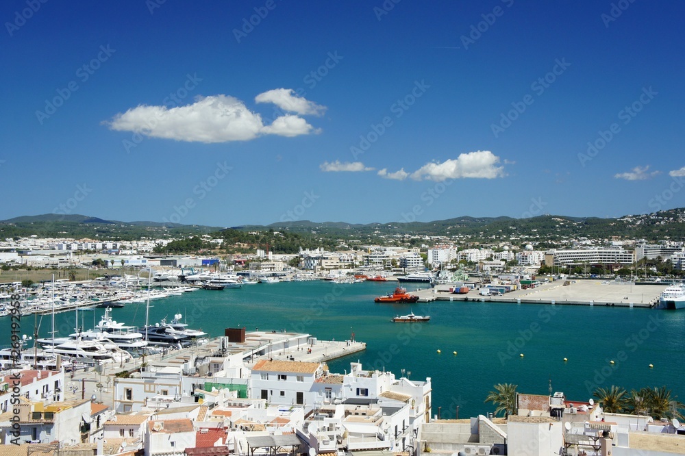 Ibiza Island .The inner bay of Eivissa. View from the fortress wall.