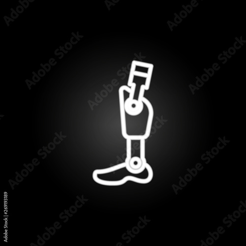 leg prosthesis neon icon. Elements of intelligence set. Simple icon for websites, web design, mobile app, info graphics