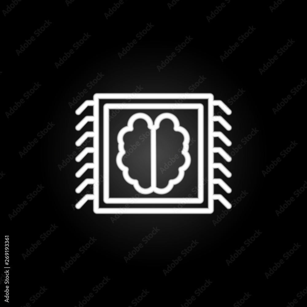 Fototapeta premium brain in chip neon icon. Elements of intelligence set. Simple icon for websites, web design, mobile app, info graphics
