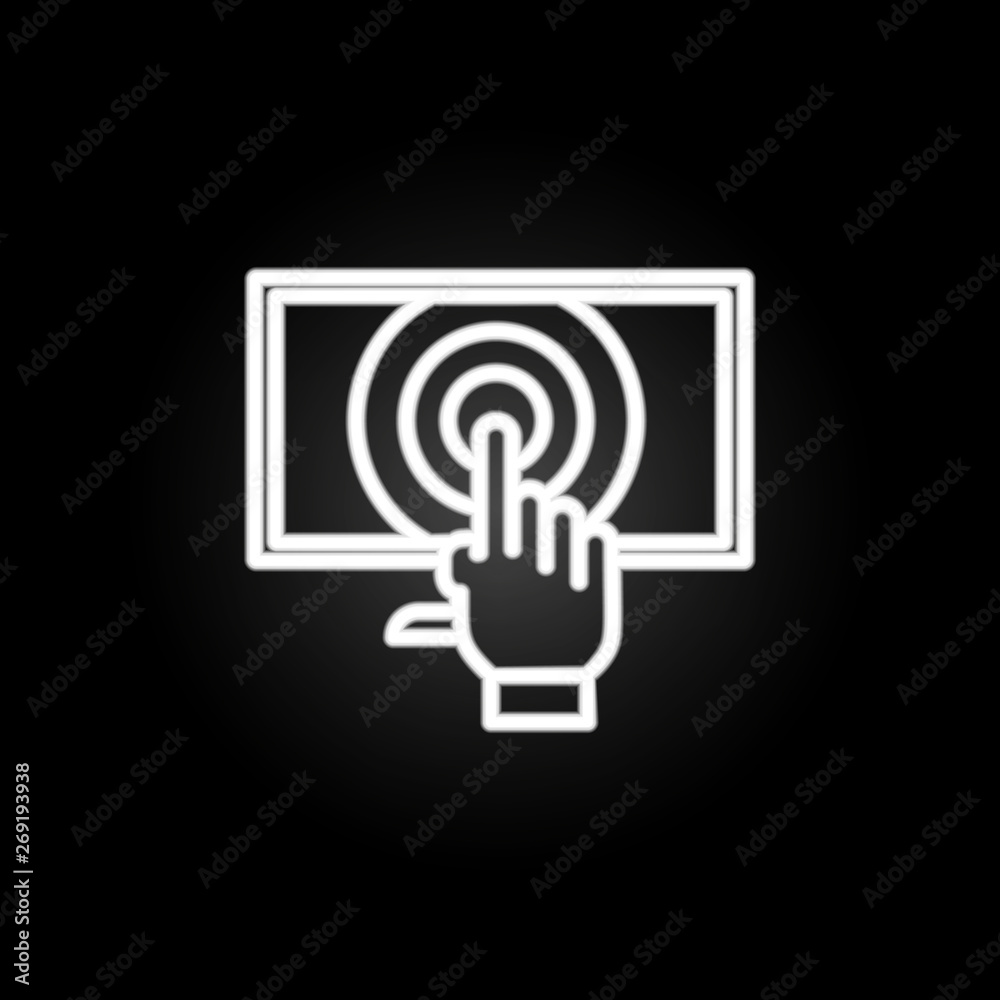 touch screen neon icon. Elements of intelligence set. Simple icon for websites, web design, mobile app, info graphics touch screen neon icon. Elements of intelligence set. Simple icon for websites, web design, mobile app, info graphics