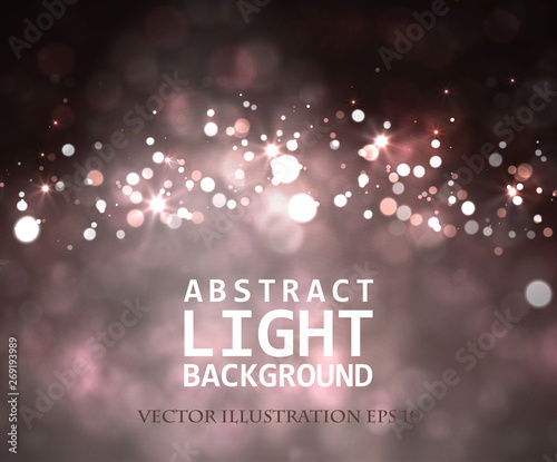 Festive light background with bokeh and stars