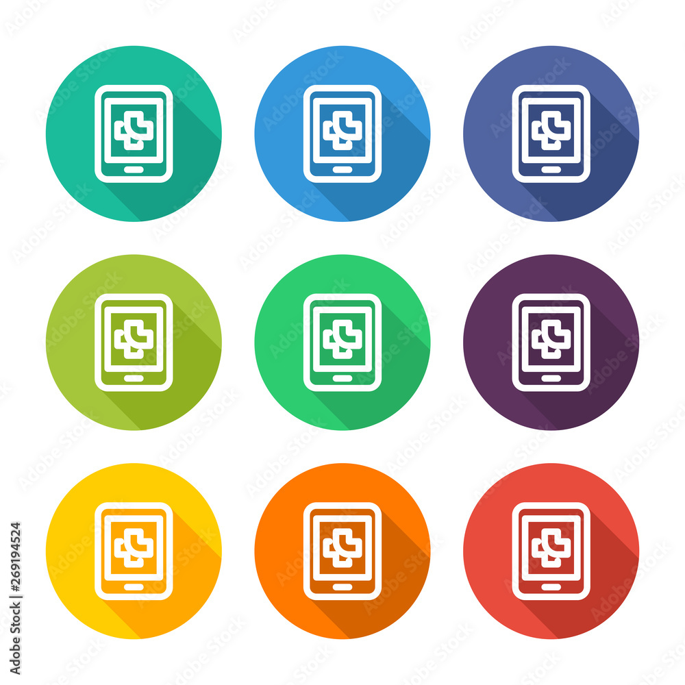Illustration icon for medical mobile with several color alternatives