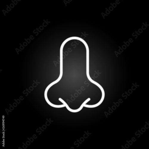 Nose  organ neon icon. Elements of human organ set. Simple icon for websites  web design  mobile app  info graphics