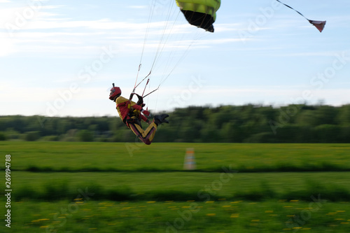 Swoop skydiving. High speed landing.
