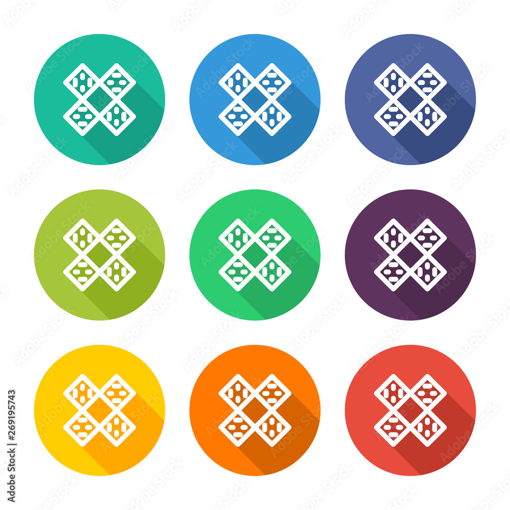 Illustration icons for medical plaster with several color alternatives