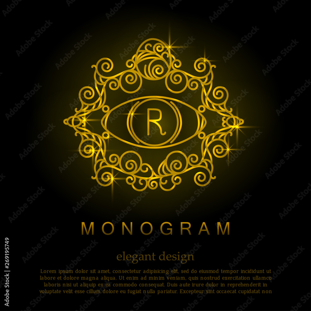 Stylish elegant monogram, mono line art design logo