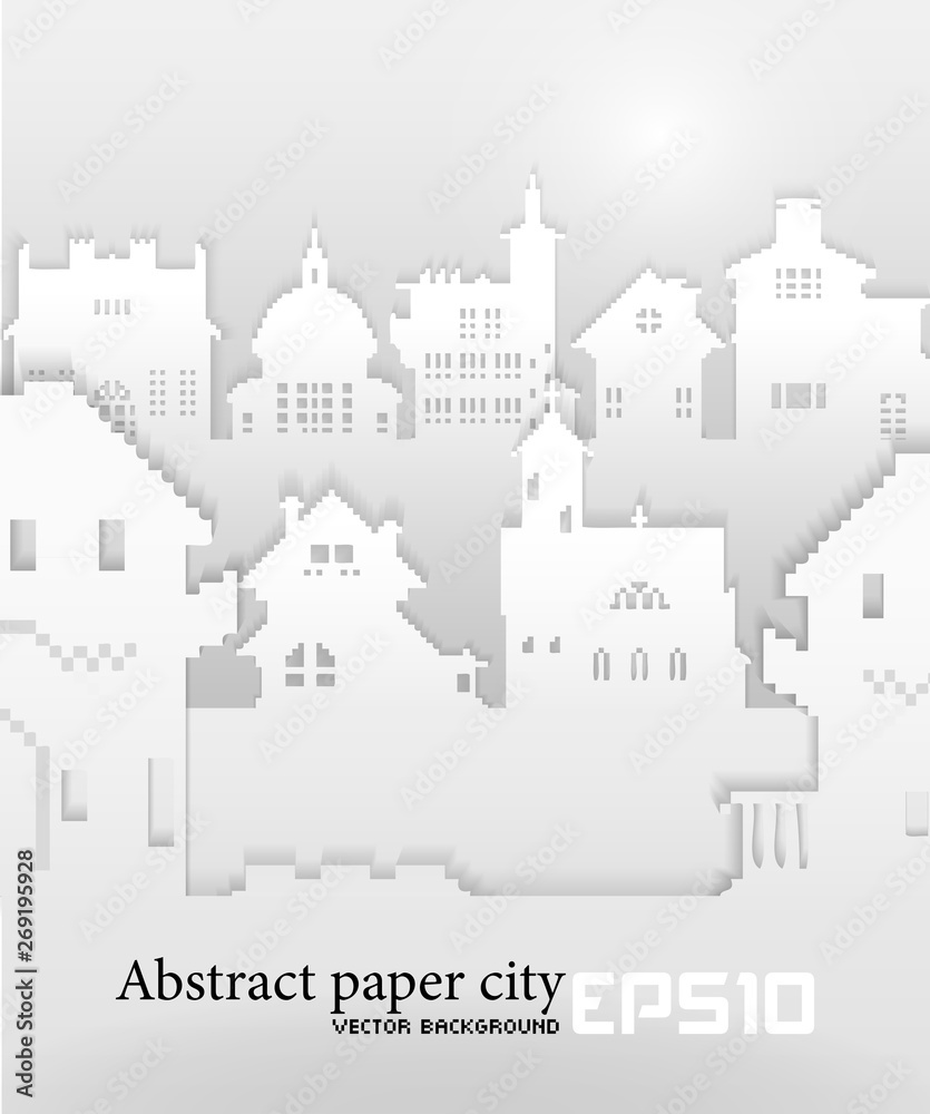 Abstract background with old building 3D Paper
