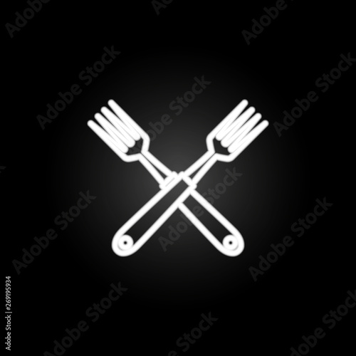 Crossed forks, cutlery neon icon. Elements of kitchen utencils set. Simple icon for websites, web design, mobile app, info graphics