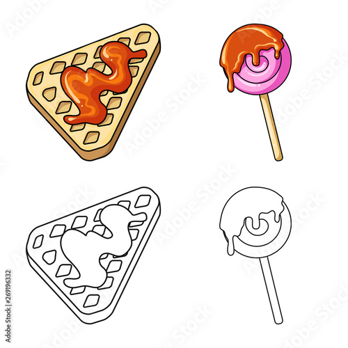 Isolated object of confectionery and culinary sign. Set of confectionery and product stock vector illustration.