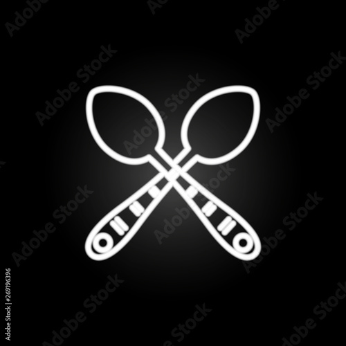 Crossed spoons, cutlery neon icon. Elements of kitchen utencils set. Simple icon for websites, web design, mobile app, info graphics