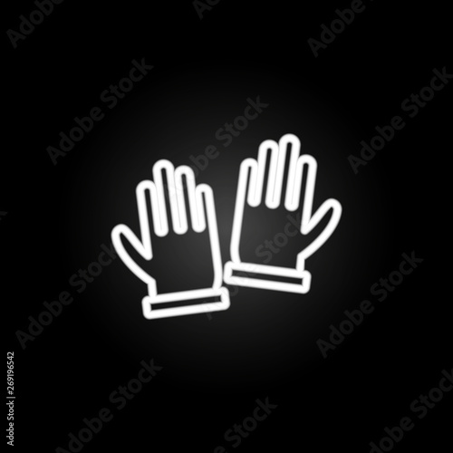 Dishwashing gloves, rubber gloves neon icon. Elements of kitchen utencils set. Simple icon for websites, web design, mobile app, info graphics
